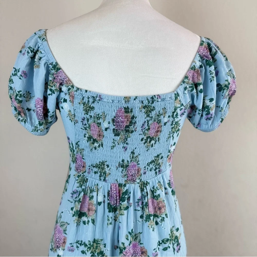 SO Women’s Blue Maxi Sundress with‎ Puff Sleeves Size S - Picture 5 of 9